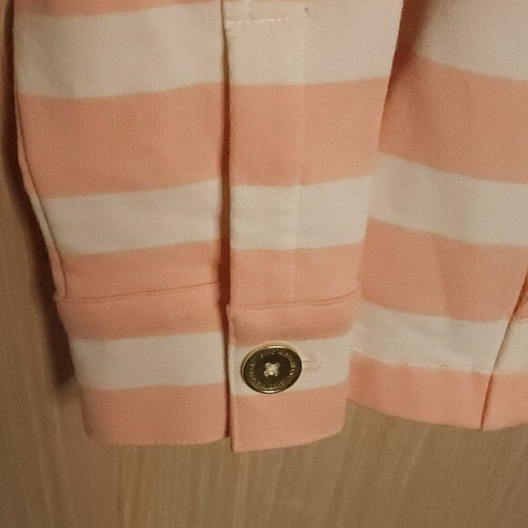 Isaac Mizrahi Live NWOT Pink White Striped Knit Blazer Medium - Picture 5 of 7